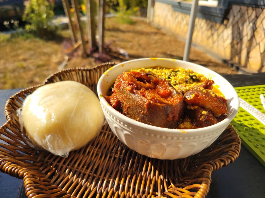 Swallow served with Nigerian egusi soup
